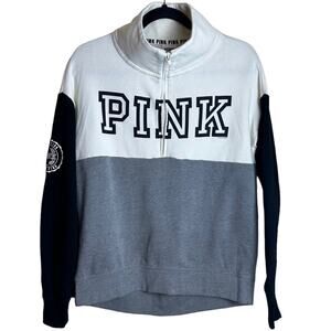 PINK Everyday Lounge Half Zip Pullover Black Gray White Womens XS